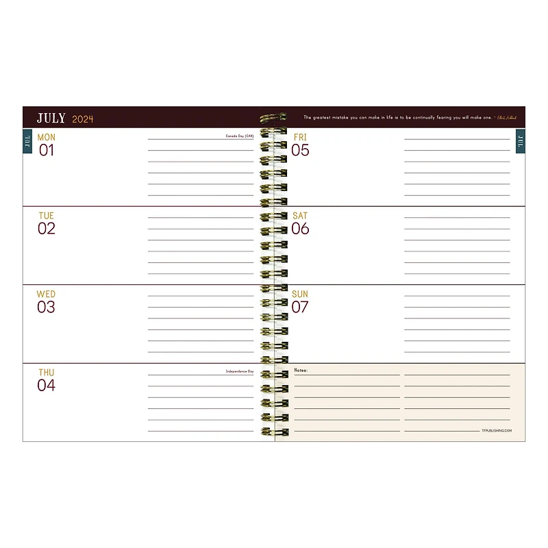 TF Publishing 2024 - 2025 Bound Black Medium Spiral Planner