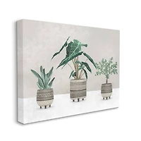 Stupell Industries Plants In Patterned Pots Neutral Grey Design Canvas Wall Art