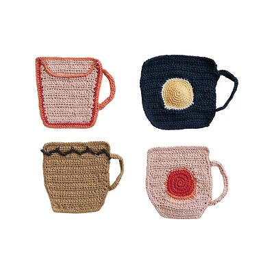 Hello Honey® Mug-Shaped Cotton Crochet Coaster Set