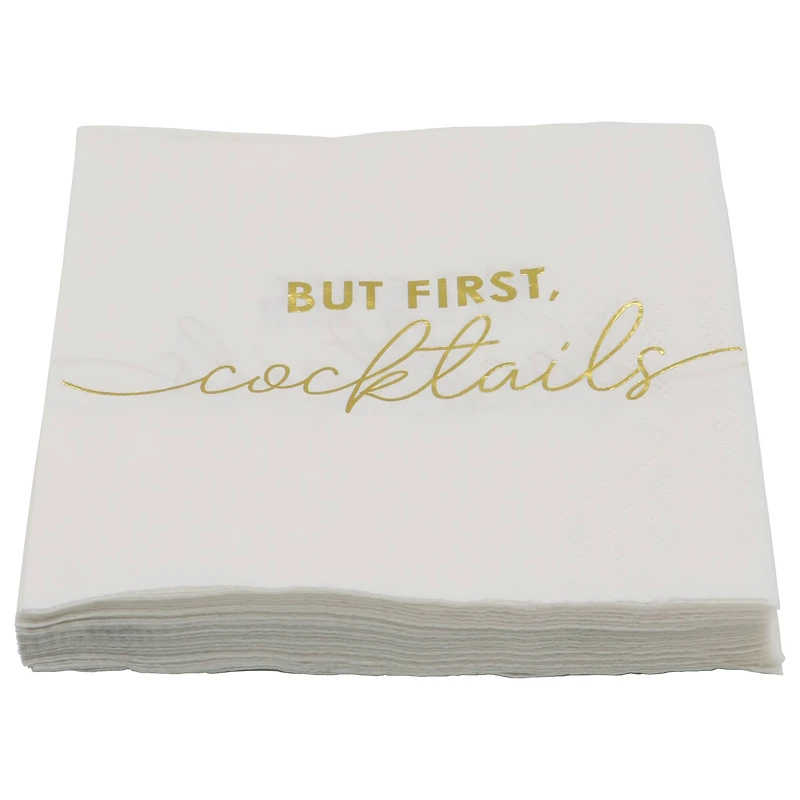 Gold & White But First Cocktails Beverage Napkins, 20ct. by Celebrate It™