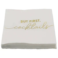 Gold & White But First Cocktails Beverage Napkins, 20ct. by Celebrate It™