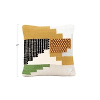 Hello Honey® Yellow, Green & Black Accents Handwoven Wool Kilim Pillow
