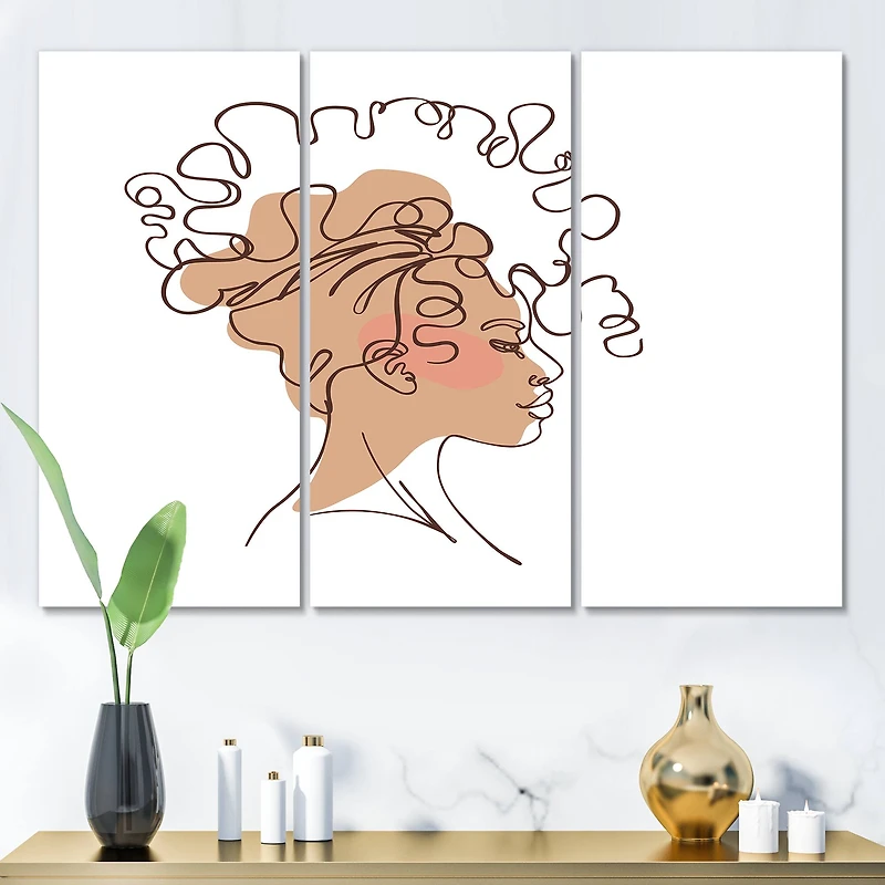 Designart - One Line Portrait of African American Woman I