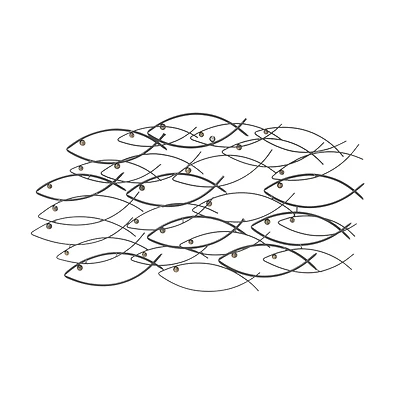 39" Dark Gray Metal Coastal Fish Wall Décor