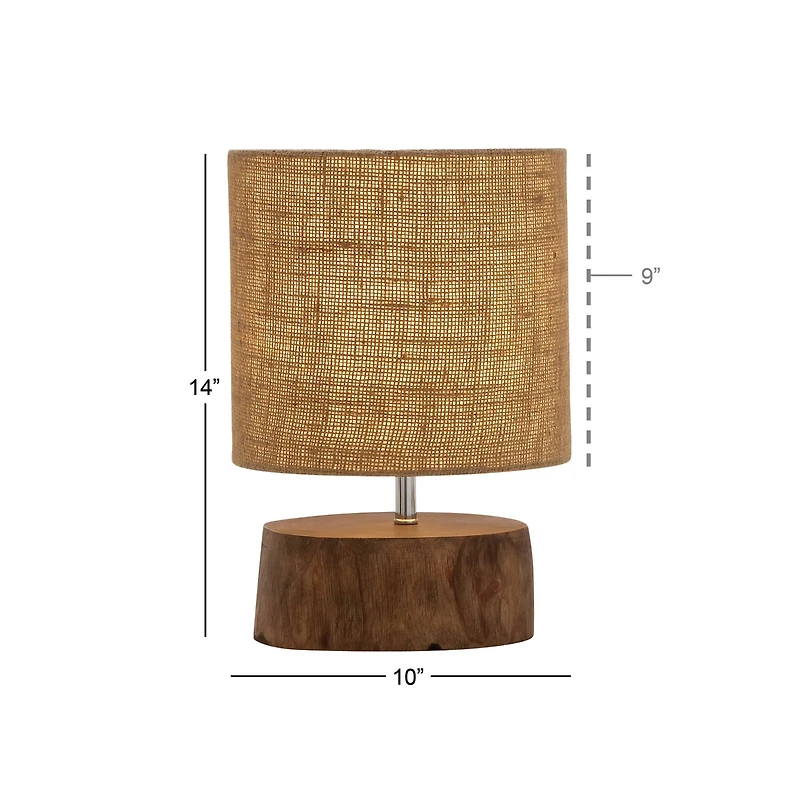 Brown Wood Rustic Table Lamp, 14" x 10" x 10"