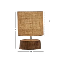 Brown Wood Rustic Table Lamp, 14" x 10" x 10"