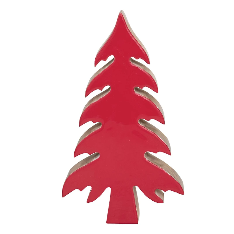 Hello Honey® 11.8" Red Enameled Mango Wood Christmas Tree Décor