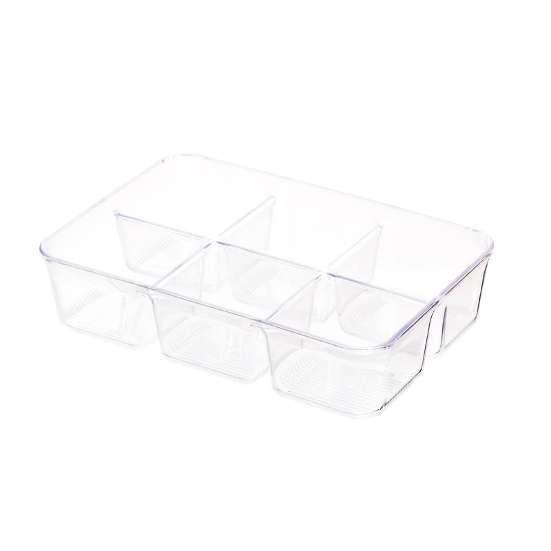 iDesign 6 Compartment Plastic Drawer Organizer