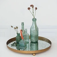 Hello Honey® 13.75" Gold Footed Metal Antiqued Mirror Tray