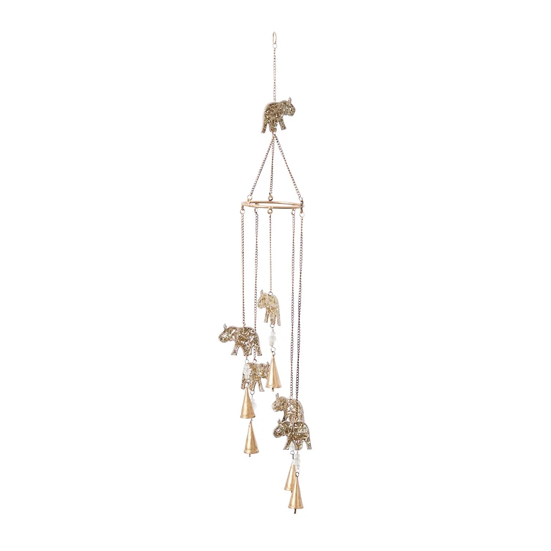 39" Gold Metal Elephant Eclectic Windchime