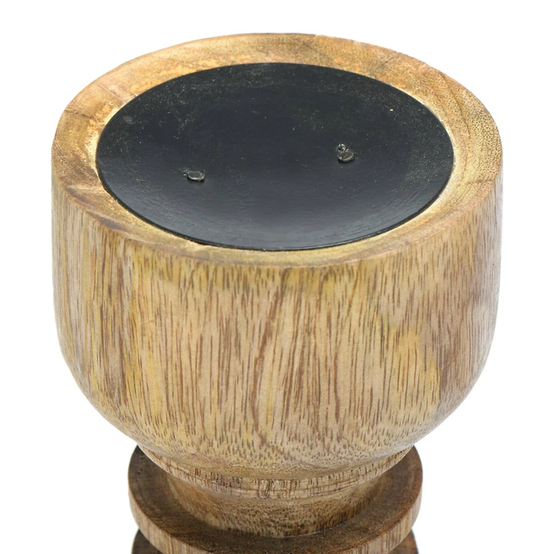 Hello Honey® Turned Wood Pillar Candle Holders Set