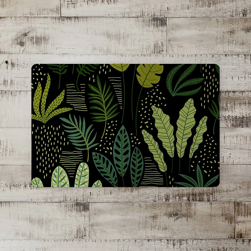 Fun Leaves On Black 27" x 18" Floor Mat