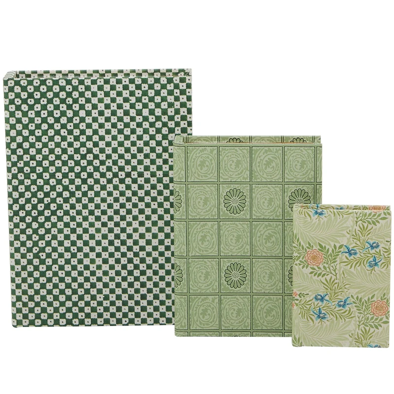 Green Faux Leather Faux Book Box Set