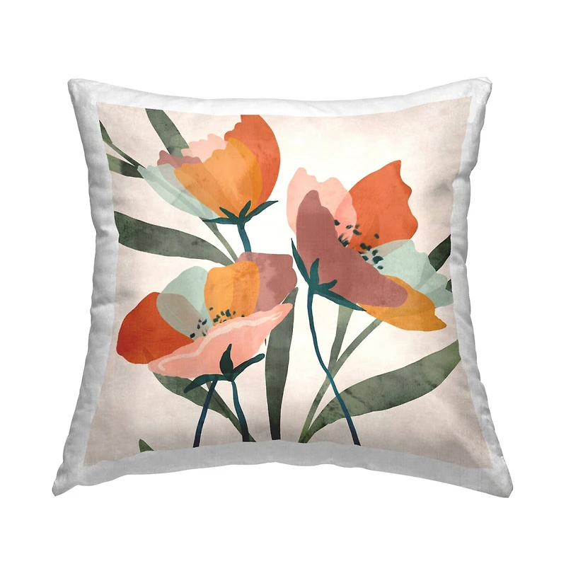 Stupell Industries Vivid Flower Arrangement Abstract Orange Petals Throw Pillow, 18" x 18"
