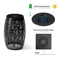 Glitzhome® 18.25" Multifunctional Solar Powdered Iron Leaf Cutout Garden Stool