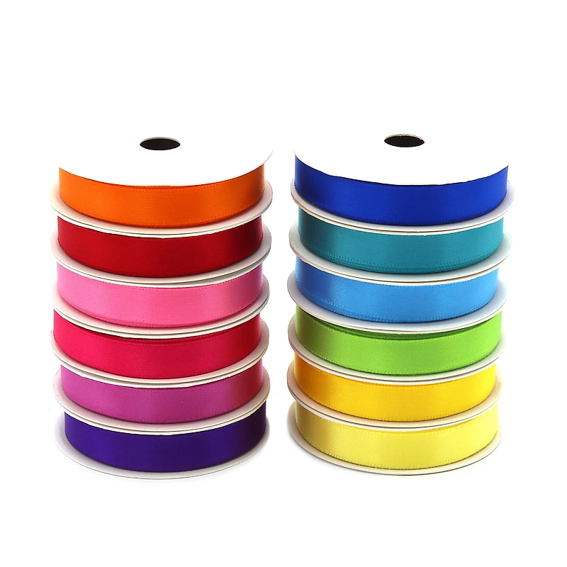 Gwen Studios 3/8" x 3yd. Brights Single Faced Satin Ribbon Pack, 12ct.