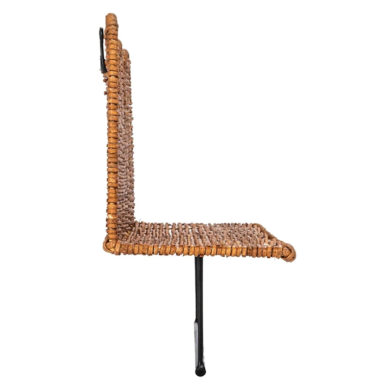 Hello Honey® Natural Rattan Wicker Wall Shelf with Scalloped Edge & Metal Rod