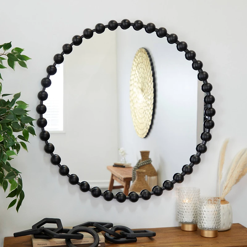 CosmoLiving by Cosmopolitan Dark Gray Metal Orb Framed Wall Mirror 36" x 2" x 36"