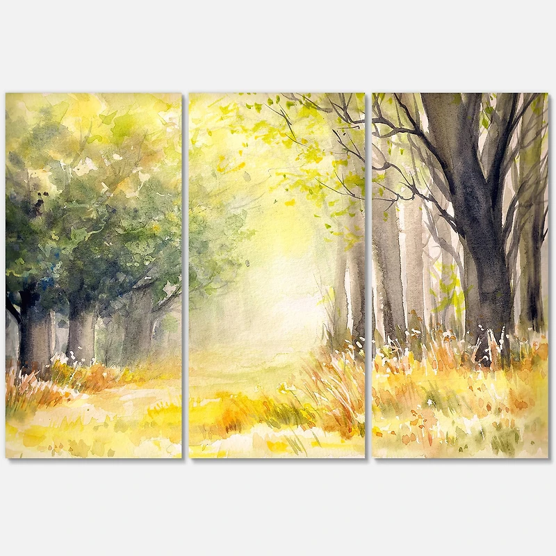 Designart - Bright Sunshine Through The Forest Trees IV