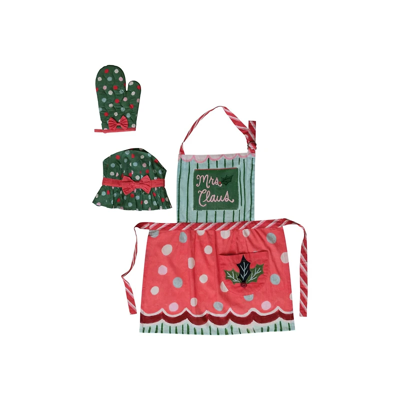 Hello Honey® Mrs. Claus Theme Cotton Child Apron Set
