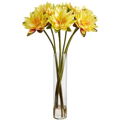 2.5ft. Yellow Lotus Arrangement in Cylinder Vase