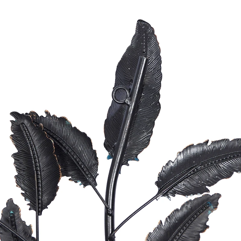 Blue Metal Leaf Traditional Wall Decor