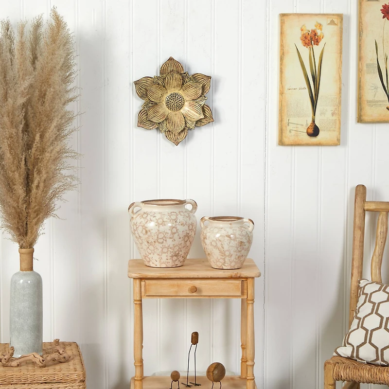 13" Tuscan Metal Flower Wall Art Decor