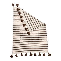 Hello Honey® Brown Wide Striped Cotton Throw Blanket with Tassels
