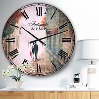 Designart Paris Romance Couples II Wall Clock