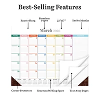 2026 Rainbow Blocks Large Desk Pad Monthly Blotter Calendar