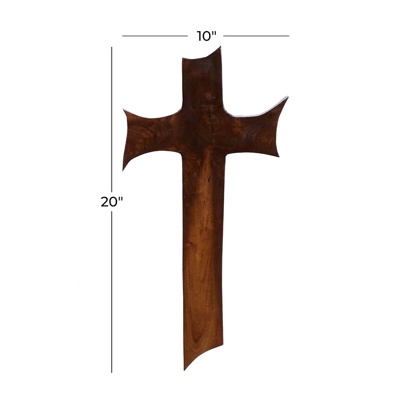 Brown Teak Wood Eclectic Style Wall Decor 20" x 10" x 1"