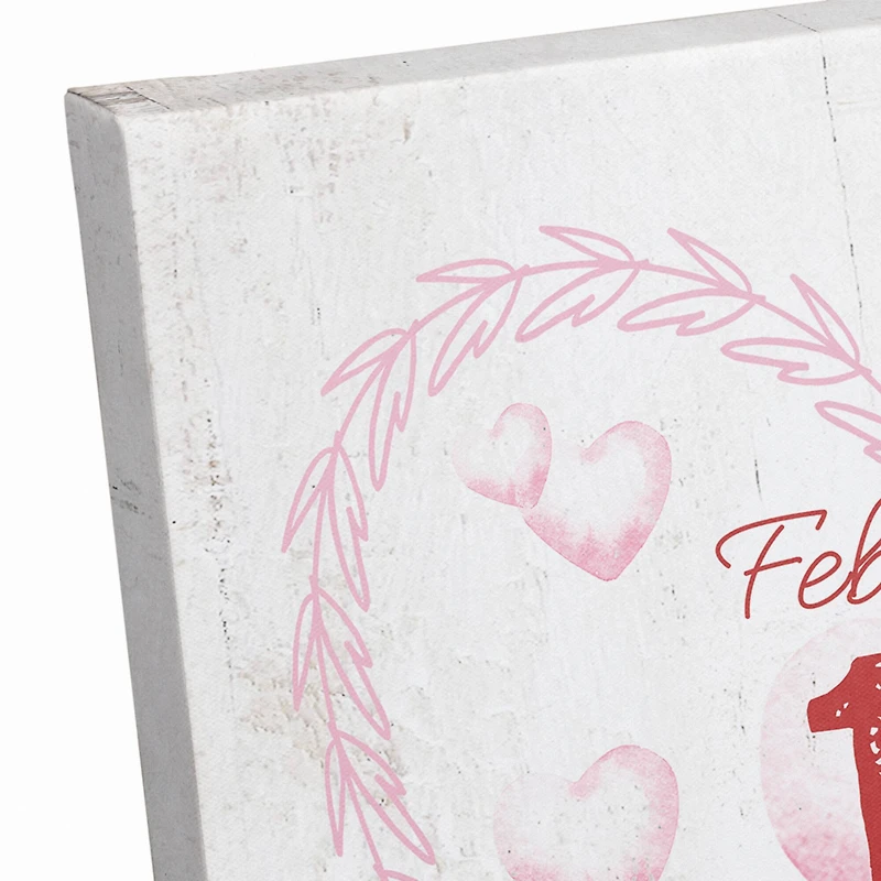 Valentines Day Calendar Wreath Canvas Wall Art