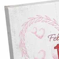 Valentines Day Calendar Wreath Canvas Wall Art