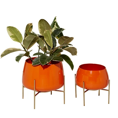 Metal Round Contemporary Planter Set