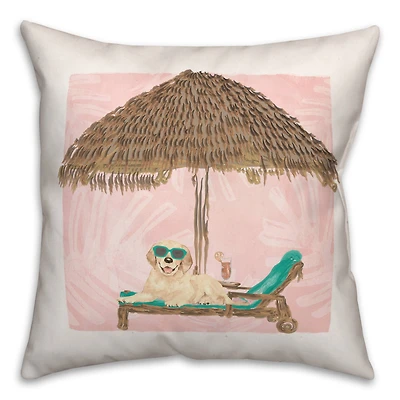 Lounging Watercolor Golden 2 Throw Pillow
