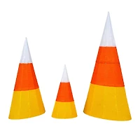 3-Piece Pre-Lit Candy Corn Cones