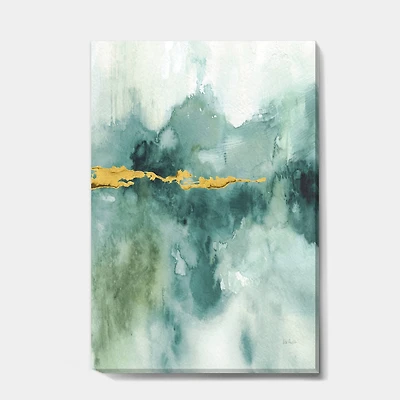 Designart - Blue Watercolor Impression with Gold