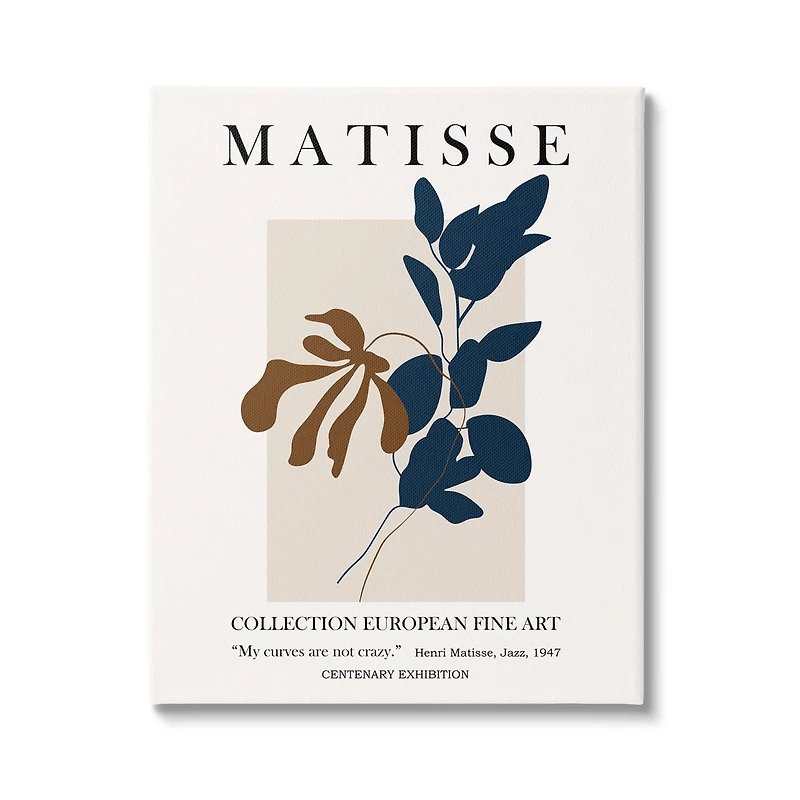 Stupell Industries Bold Modern Botanicals Leaf Silhouettes Matisse Text Canvas Wall Art