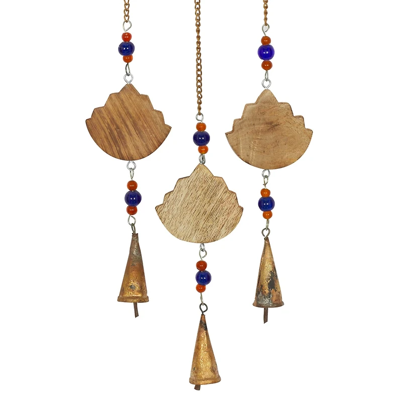 Brown Mango Wood Eclectic Style Windchime, 5" x 32"