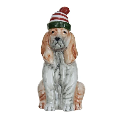 Hello Honey® 6" Hand-Painted Stoneware Dog with Striped Hat Vase