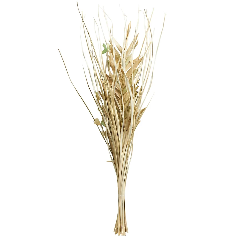 38" Beige & Green Dried Plant Floral Grass Bouquet Palm Leaf Natural Foliage