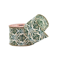 2.5" x 20ft. Green Damask Wired Ribbon by Celebrate It®