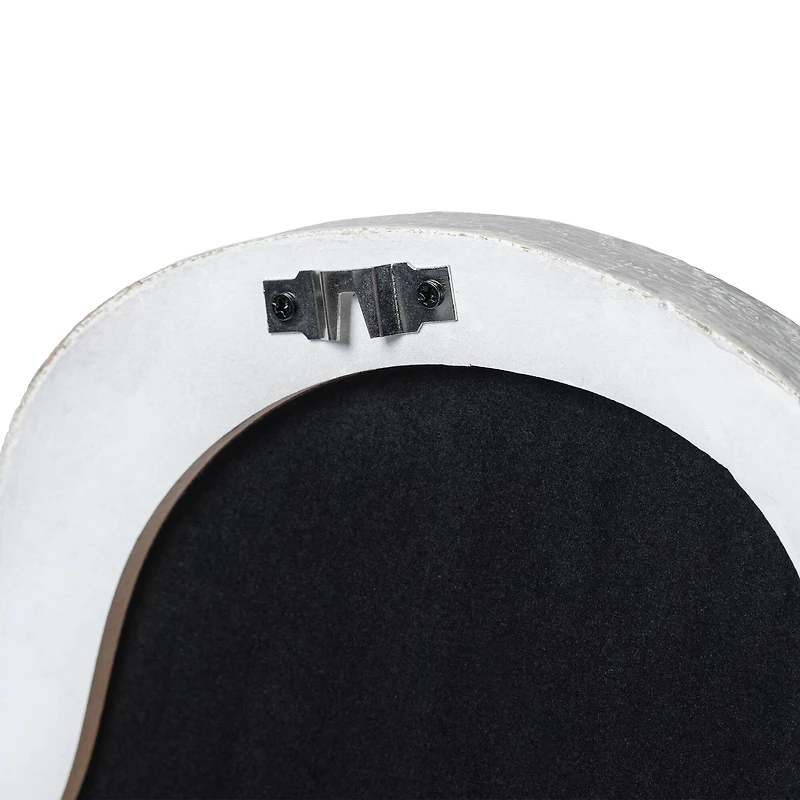 Glitzhome® 31.75" Washed White Wood Frame Wavy Wall Mirror