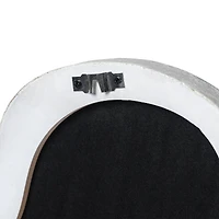 Glitzhome® 31.75" Washed White Wood Frame Wavy Wall Mirror