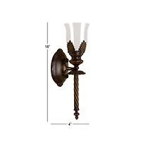 18'' Brown Glass Traditional Candle Wall Sconce