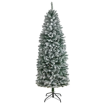 6ft. Unlit Slim Flocked Montreal Fir Artificial Christmas Tree