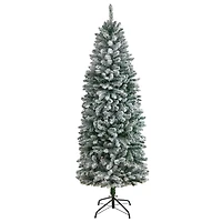 6ft. Unlit Slim Flocked Montreal Fir Artificial Christmas Tree