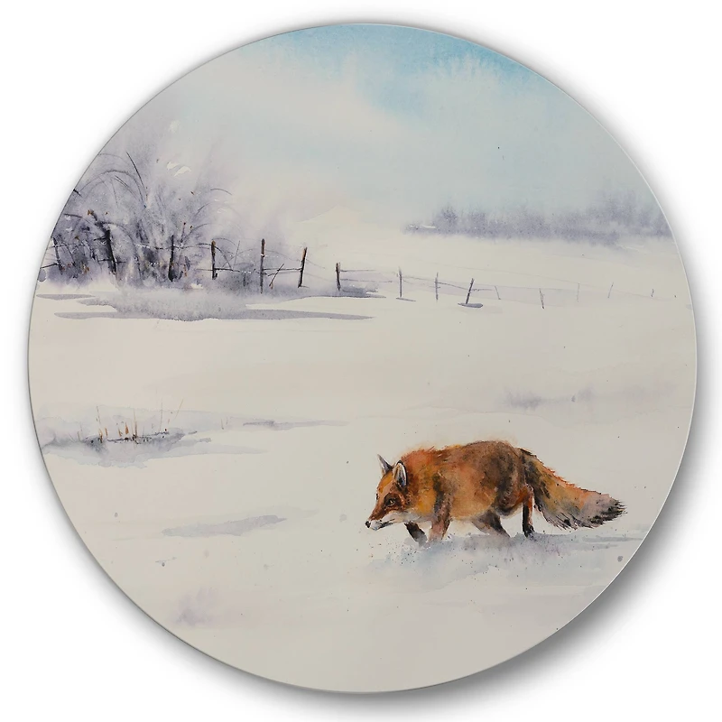 Designart - Red Fox Running In White Snow I