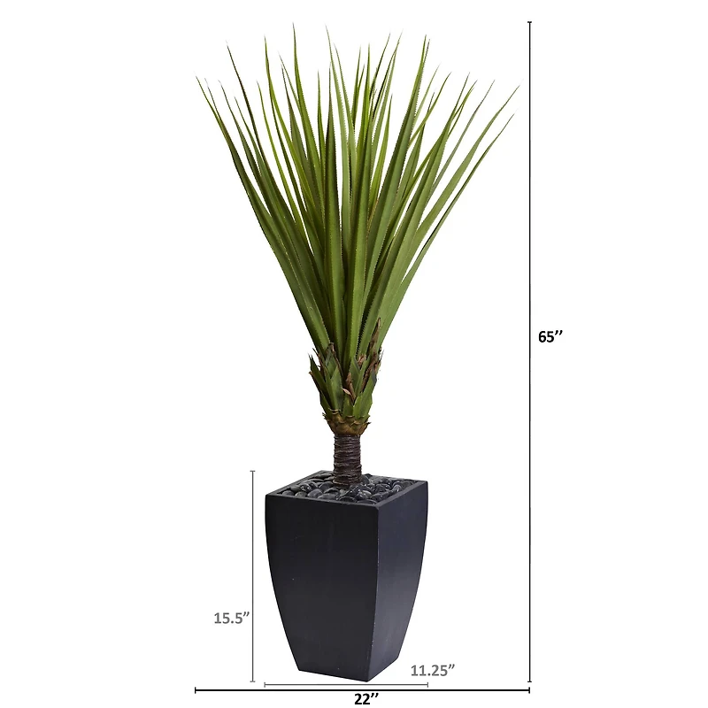 5.4ft. Spiky Agave Artificial Tree in Black Planter