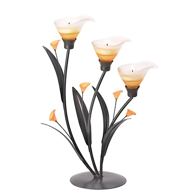 13.5" Amber Lilies Tealight Holder